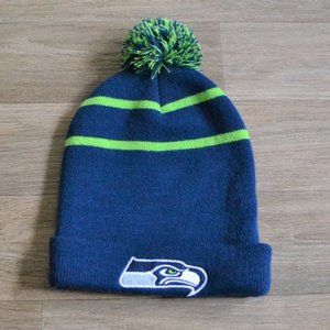 NWOT Seattle Seahawks Pom Pom Navy Logo Beanie Hat